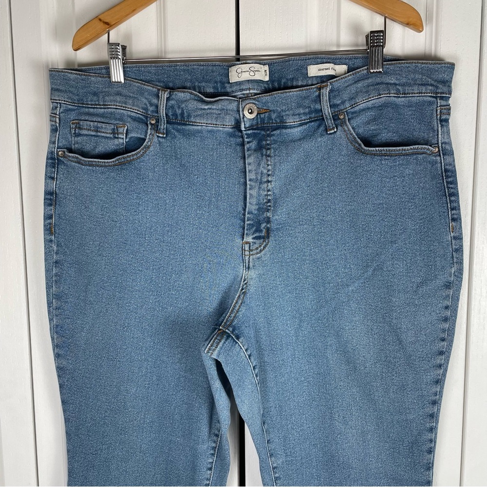 Jessica Simpson Charmed Flare Jeans Womens Plus Size 22W Blue Light Wash Stretch - Picture 2 of 14